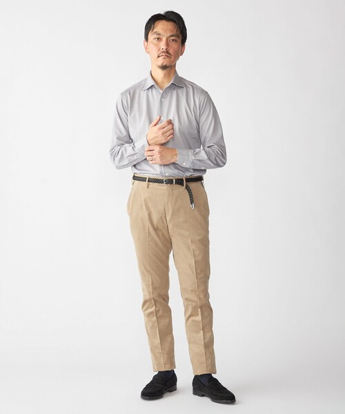 SHIPS（シップス）の「SHIPS: ジャージー ギンガムチェック ワンピースカラー シャツ（ビジネスシャツ・メンズ・ネイビー/チャコールグレー・SMALL/MEDIUM/LARGE/X-LARGE）」の4枚目の写真