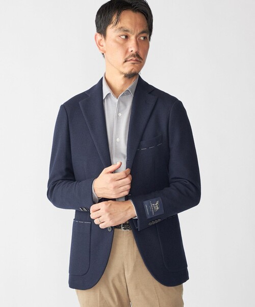 SHIPS（シップス）の「SHIPS: ジャージー ギンガムチェック ワンピースカラー シャツ（ビジネスシャツ・メンズ・ネイビー/チャコールグレー・SMALL/MEDIUM/LARGE/X-LARGE）」の3枚目の写真