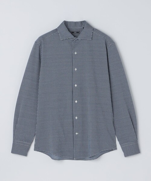 SHIPS（シップス）の「SHIPS: ジャージー ギンガムチェック ワンピースカラー シャツ（ビジネスシャツ・メンズ・ネイビー/チャコールグレー・SMALL/MEDIUM/LARGE/X-LARGE）」の12枚目の写真