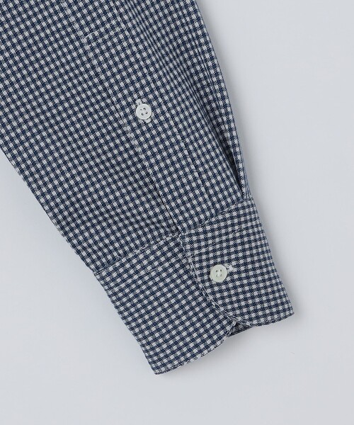 SHIPS（シップス）の「SHIPS: ジャージー ギンガムチェック ワンピースカラー シャツ（ビジネスシャツ・メンズ・ネイビー/チャコールグレー・SMALL/MEDIUM/LARGE/X-LARGE）」の5枚目の写真