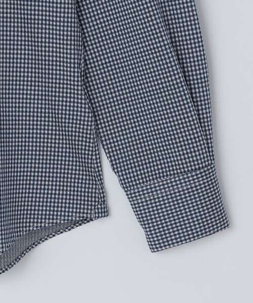 SHIPS（シップス）の「SHIPS: ジャージー ギンガムチェック ワンピースカラー シャツ（ビジネスシャツ・メンズ・ネイビー/チャコールグレー・SMALL/MEDIUM/LARGE/X-LARGE）」の7枚目の写真