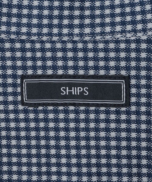 SHIPS（シップス）の「SHIPS: ジャージー ギンガムチェック ワンピースカラー シャツ（ビジネスシャツ・メンズ・ネイビー/チャコールグレー・SMALL/MEDIUM/LARGE/X-LARGE）」の9枚目の写真