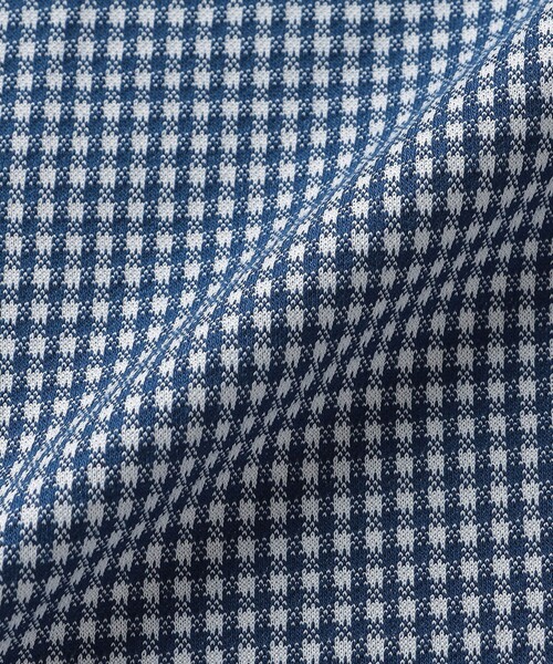 SHIPS（シップス）の「SHIPS: ジャージー ギンガムチェック ワンピースカラー シャツ（ビジネスシャツ・メンズ・ネイビー/チャコールグレー・SMALL/MEDIUM/LARGE/X-LARGE）」の8枚目の写真