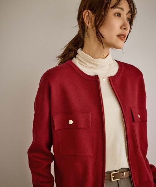 セール】【WEB限定】ミラノリブジップアップカーディガン/イージーケア