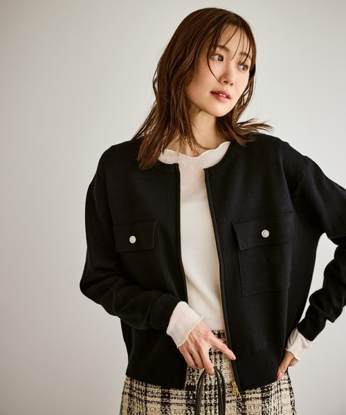 セール】【WEB限定】ミラノリブジップアップカーディガン/イージーケア