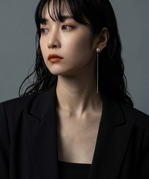 【ORLEAN】華奢 パール ロングチェーンピアス
