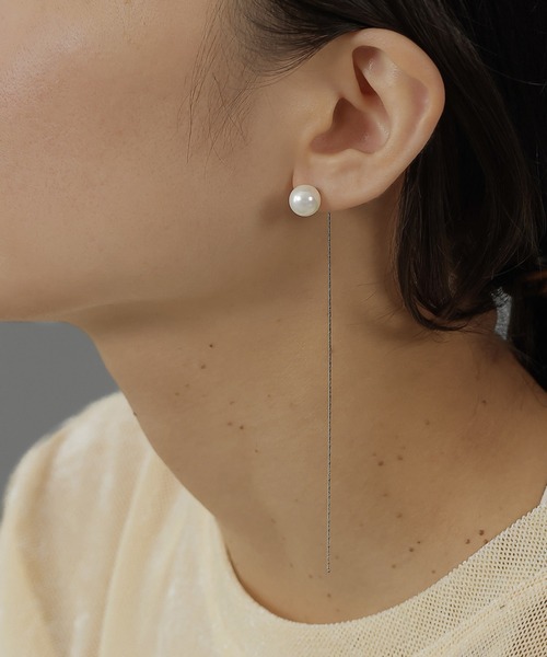 ORLEAN(オルレアン)の「【ORLEAN】華奢 パール ロングチェーンピアス(ピアス(両耳用)・レディース・シルバー/ゴールド・フリー)」の3枚目の写真