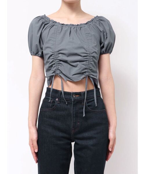 EMODA（エモダ）の「2WAY STRING RIBBON TOP（Tシャツ/カットソー・レディース・ブラック/ブルー/ホワイト・FREE）」の3枚目の写真