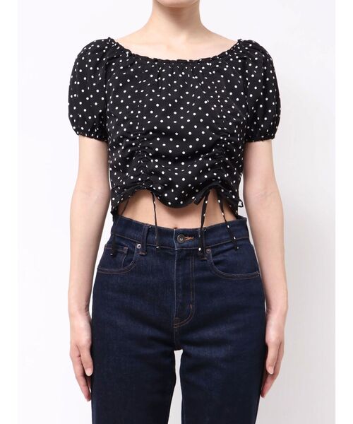 EMODA（エモダ）の「2WAY STRING RIBBON TOP（Tシャツ/カットソー・レディース・ブラック/ブルー/ホワイト・FREE）」の2枚目の写真