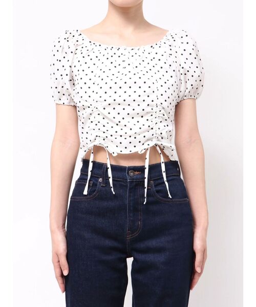 EMODA（エモダ）の「2WAY STRING RIBBON TOP（Tシャツ/カットソー・レディース・ブラック/ブルー/ホワイト・FREE）」の4枚目の写真