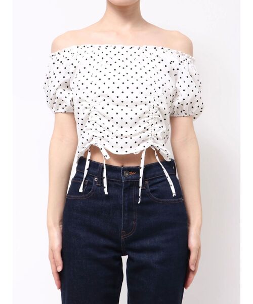 EMODA（エモダ）の「2WAY STRING RIBBON TOP（Tシャツ/カットソー・レディース・ブラック/ブルー/ホワイト・FREE）」の9枚目の写真