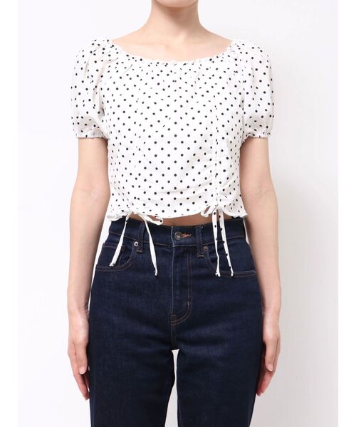 EMODA（エモダ）の「2WAY STRING RIBBON TOP（Tシャツ/カットソー・レディース・ブラック/ブルー/ホワイト・FREE）」の10枚目の写真