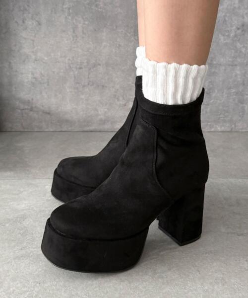 WEGO（ウィゴー）の「WEGO/【25年秋冬新作】ストレッチヒールショートブーツ（ブーツ・レディース・ブラック/ブラック系その他・LARGE/MEDIUM/SMALL）」の12枚目の写真