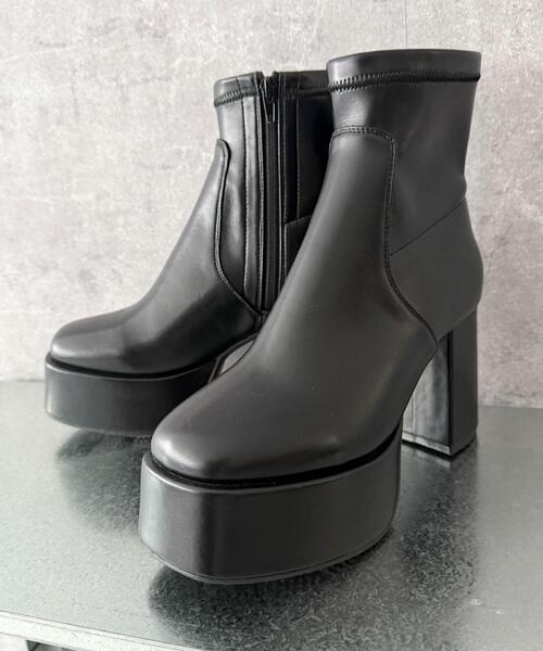 WEGO（ウィゴー）の「WEGO/【25年秋冬新作】ストレッチヒールショートブーツ（ブーツ・レディース・ブラック/ブラック系その他・LARGE/MEDIUM/SMALL）」の4枚目の写真