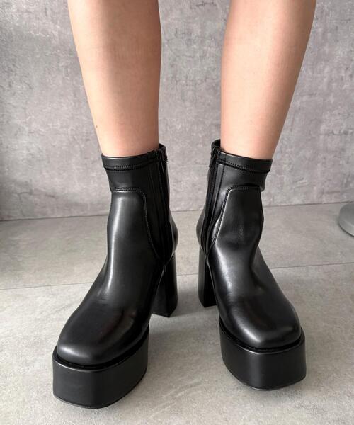 WEGO（ウィゴー）の「WEGO/【25年秋冬新作】ストレッチヒールショートブーツ（ブーツ・レディース・ブラック/ブラック系その他・LARGE/MEDIUM/SMALL）」の5枚目の写真