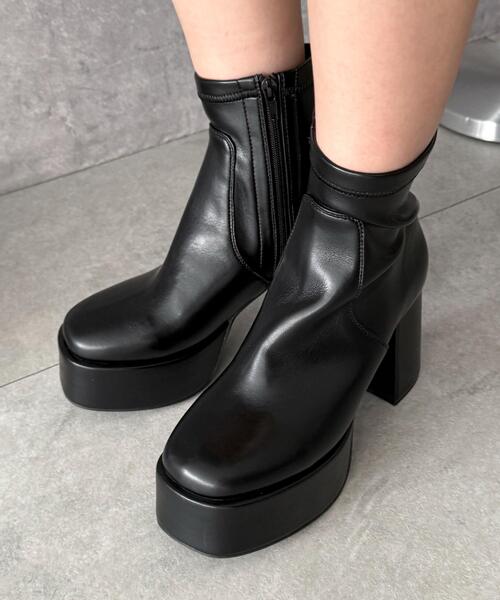 WEGO（ウィゴー）の「WEGO/【25年秋冬新作】ストレッチヒールショートブーツ（ブーツ・レディース・ブラック/ブラック系その他・LARGE/MEDIUM/SMALL）」の6枚目の写真