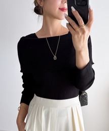 ニット/セーター（ブラック/黒色系・オフショルダー）ファッション通販