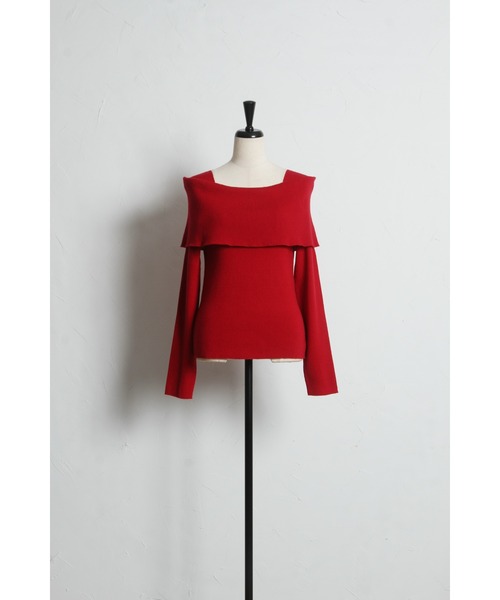 &. NOSTALGIA（アンドドットノスタルジア）の「【ZOZO限定】三織混オフショル風ニット（ニット/セーター・レディース・レッド/ブラック/オフホワイト・M）」の21枚目の写真