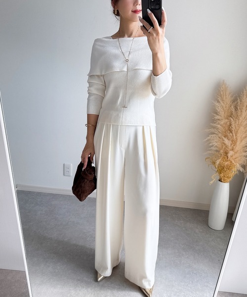 &. NOSTALGIA（アンドドットノスタルジア）の「【ZOZO限定】三織混オフショル風ニット（ニット/セーター・レディース・レッド/ブラック/オフホワイト・M）」の16枚目の写真