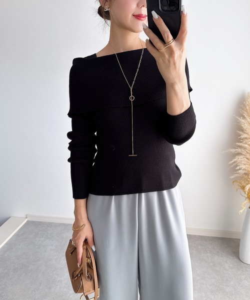 ZOZO限定】三織混オフショル風ニット（ニット/セーター