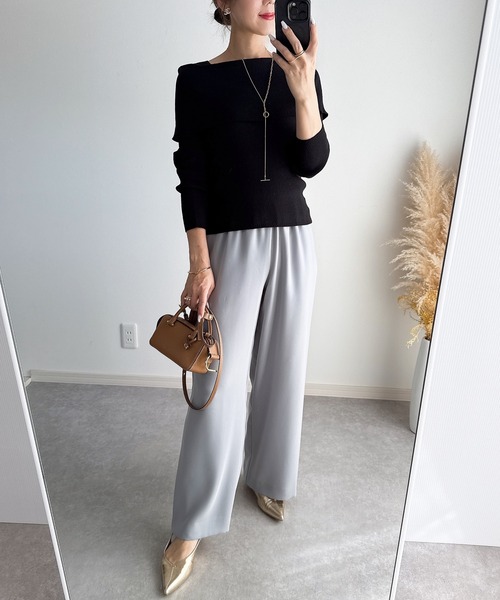 &. NOSTALGIA（アンドドットノスタルジア）の「【ZOZO限定】三織混オフショル風ニット（ニット/セーター・レディース・レッド/ブラック/オフホワイト・M）」の10枚目の写真