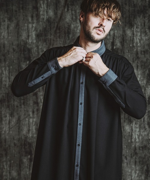 セール】【NO ID.】Cleric Gather Long Shirt / クレリック ギャザー