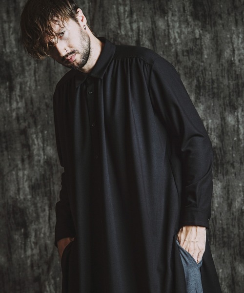 セール】【NO ID.】Cleric Gather Long Shirt / クレリック ギャザー