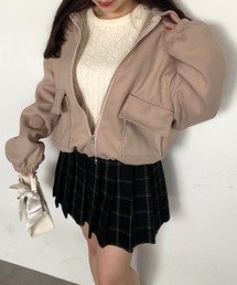 Mejoul（メジュール）の「ボリューム袖ポケット付きダブルジップジャケット（ブルゾン）」