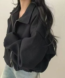 Mejoul（メジュール）の「ボリューム袖ポケット付きダブルジップジャケット（ブルゾン）」