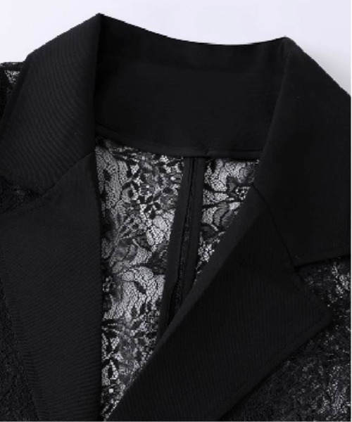 U:UME(ユーム)の「See Through Lace Jacket(テーラードジャケット・メンズ・ブラック・SMALL/MEDIUM/LARGE/X-LARGE)」の2枚目の写真