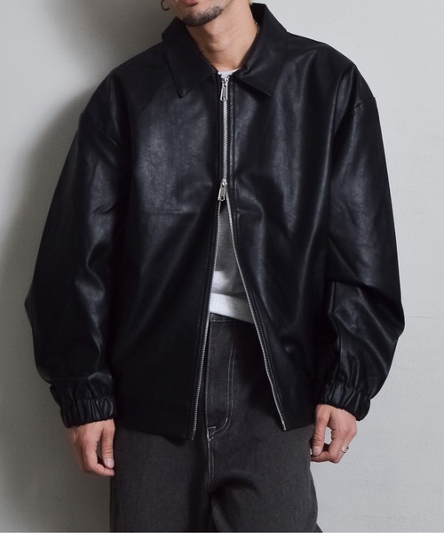DOUBLE STEAL（ダブルスティール）の「オーバーサイズPUレザーブルゾン（ブルゾン・メンズ・ブラック・MEDIUM/LARGE）」の3枚目の写真