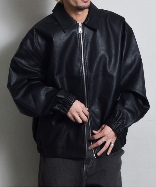DOUBLE STEAL（ダブルスティール）の「オーバーサイズPUレザーブルゾン（ブルゾン・メンズ・ブラック・MEDIUM/LARGE）」の5枚目の写真
