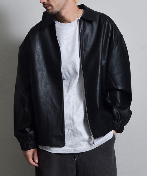 DOUBLE STEAL（ダブルスティール）の「オーバーサイズPUレザーブルゾン（ブルゾン・メンズ・ブラック・MEDIUM/LARGE）」の6枚目の写真