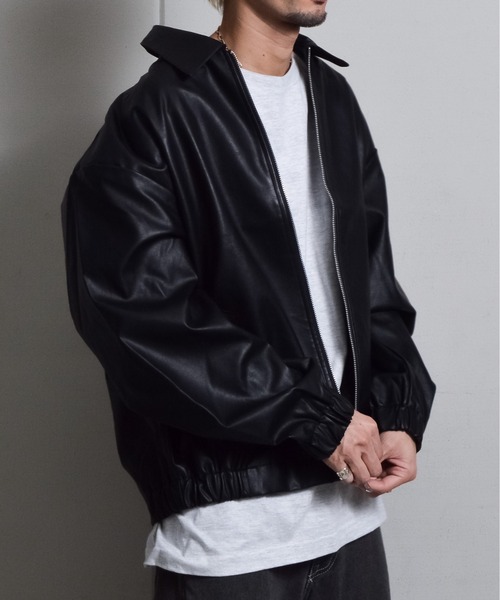 DOUBLE STEAL（ダブルスティール）の「オーバーサイズPUレザーブルゾン（ブルゾン・メンズ・ブラック・MEDIUM/LARGE）」の8枚目の写真
