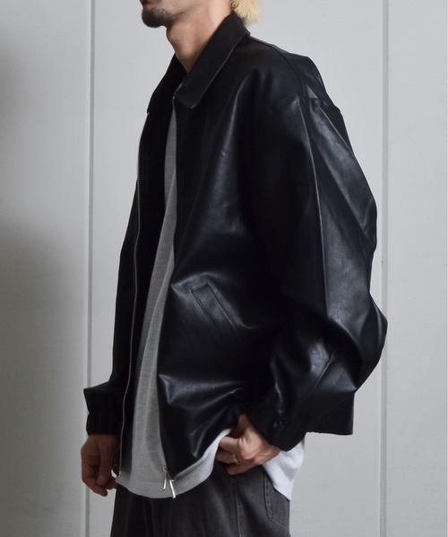 DOUBLE STEAL（ダブルスティール）の「オーバーサイズPUレザーブルゾン（ブルゾン・メンズ・ブラック・MEDIUM/LARGE）」の9枚目の写真