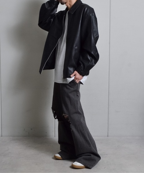 DOUBLE STEAL（ダブルスティール）の「オーバーサイズPUレザーブルゾン（ブルゾン・メンズ・ブラック・MEDIUM/LARGE）」の11枚目の写真