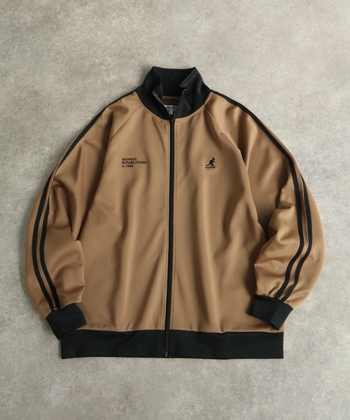 KANGOL(カンゴール)の「【KANGOL/カンゴール】別注 ダンボールニット ラグランスリーブ 袖ライン トラック ジャケット(ジャージ・メンズ・ネイビー/チャコールグレー/ホワイト×ブラック/ブラック/ホワイト×ネイビー/ベージュ・M/XL/L)」の11枚目の写真