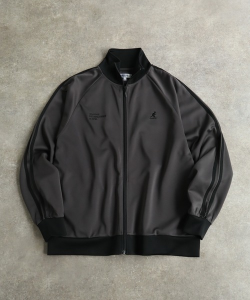KANGOL(カンゴール)の「【KANGOL/カンゴール】別注 ダンボールニット ラグランスリーブ 袖ライン トラック ジャケット(ジャージ・メンズ・ネイビー/チャコールグレー/ホワイト×ブラック/ブラック/ホワイト×ネイビー/ベージュ・M/XL/L)」の10枚目の写真