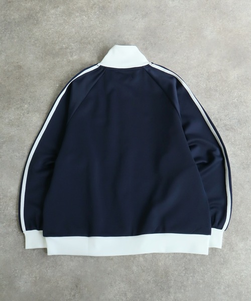 KANGOL(カンゴール)の「【KANGOL/カンゴール】別注 ダンボールニット ラグランスリーブ 袖ライン トラック ジャケット(ジャージ・メンズ・ネイビー/チャコールグレー/ホワイト×ブラック/ブラック/ホワイト×ネイビー/ベージュ・M/XL/L)」の13枚目の写真