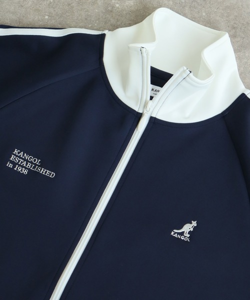 KANGOL(カンゴール)の「【KANGOL/カンゴール】別注 ダンボールニット ラグランスリーブ 袖ライン トラック ジャケット(ジャージ・メンズ・ネイビー/チャコールグレー/ホワイト×ブラック/ブラック/ホワイト×ネイビー/ベージュ・M/XL/L)」の14枚目の写真