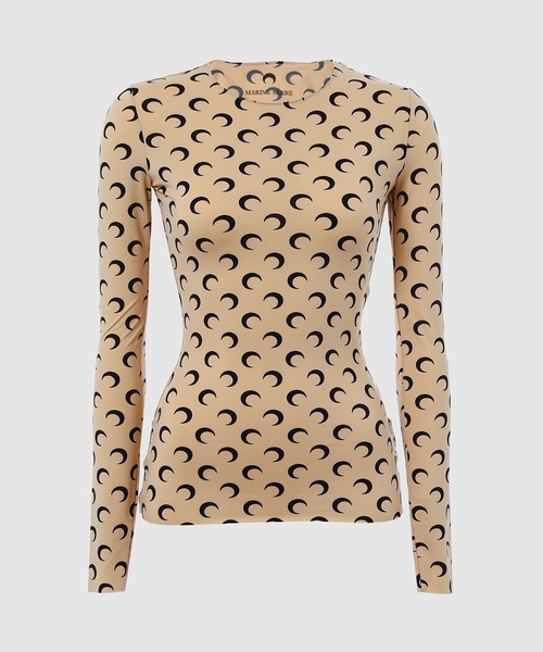 MOON PRINTED JERSEY LS CREWNECK TOP（Tシャツ/カットソー）｜MARINE