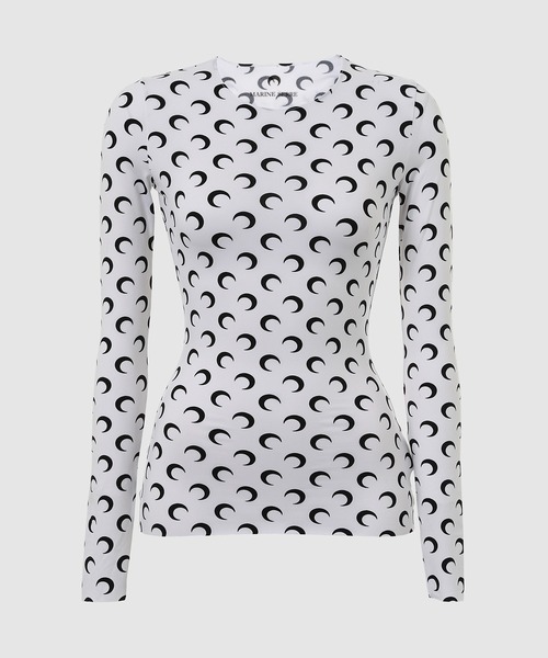 MARINE SERRE（マリーン・セル）の「MOON PRINTED JERSEY LS CREWNECK TOP（Tシャツ/カットソー・レディース・ホワイト/ベージュ系その他/ベージュ系その他2/ブラック系その他・S/XS/M）」の3枚目の写真