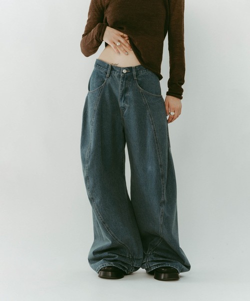 Knuth Marf】tuck design denim pants/denimblue/デニムパンツ（デニム