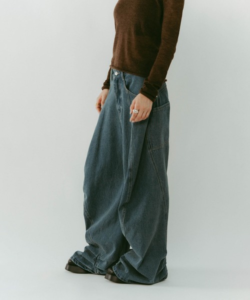 Knuth Marf】tuck design denim pants/denimblue/デニムパンツ（デニム
