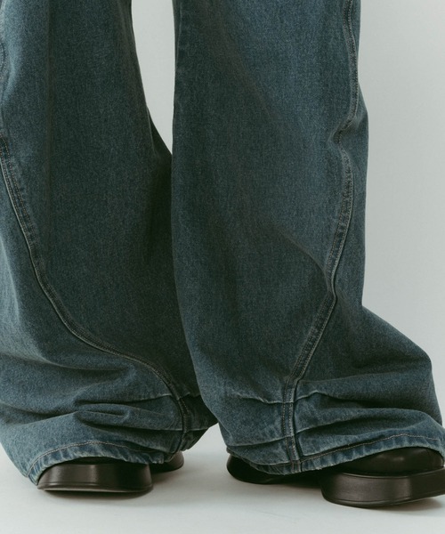 Knuth Marf】tuck design denim pants/denimblue/デニムパンツ（デニム