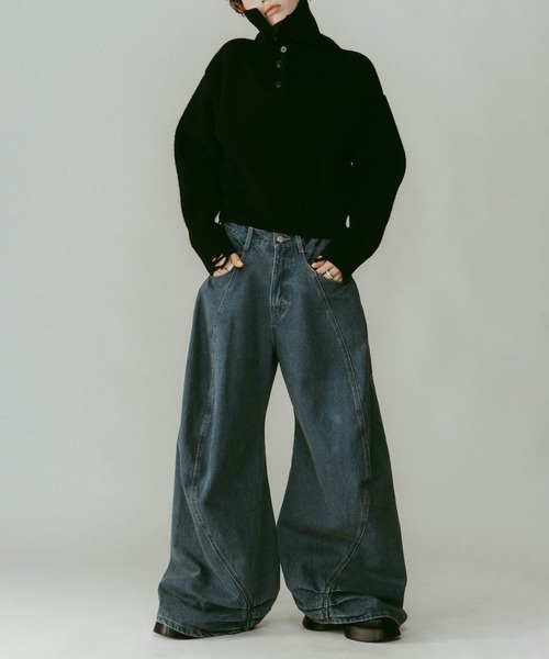Knuth Marf】tuck design denim pants/denimblue/デニムパンツ（デニム