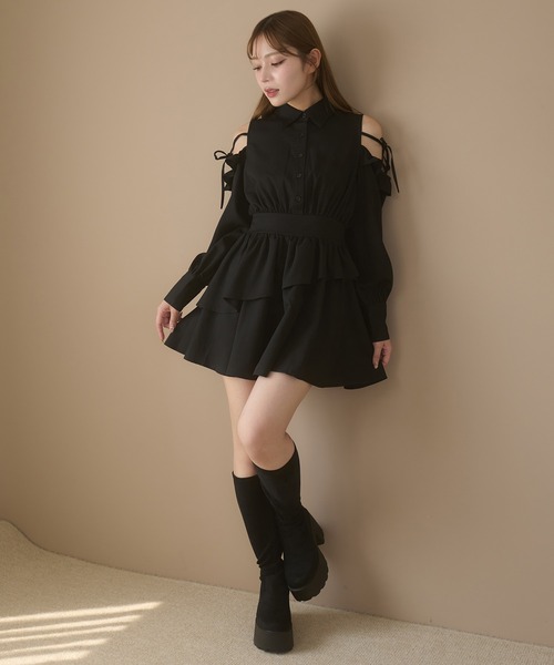 【上品】kate spade 膝丈ワンピース ブラック リボン 0 S KF765_001_6