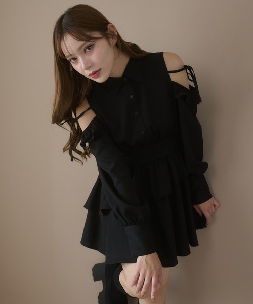 アソートリボンカタアキシャツワンピース（シャツワンピース