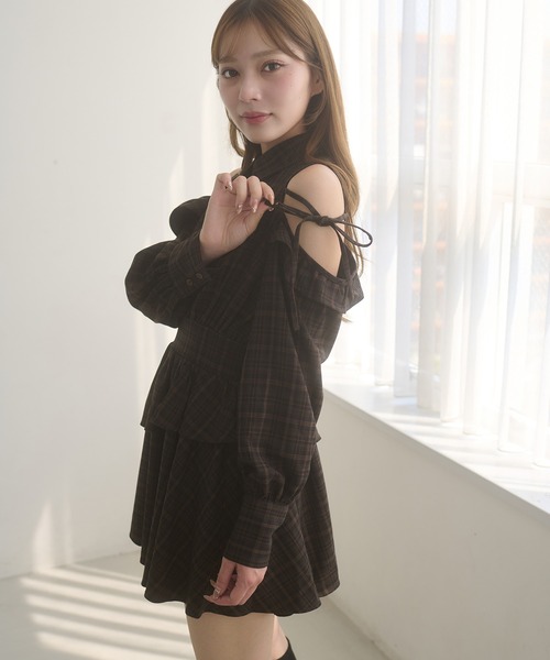 Ambre Neige リボンカタアキシャツワンピース Ambre Neige（アンブルネージュ）の「アソートリボンカタアキシャツ