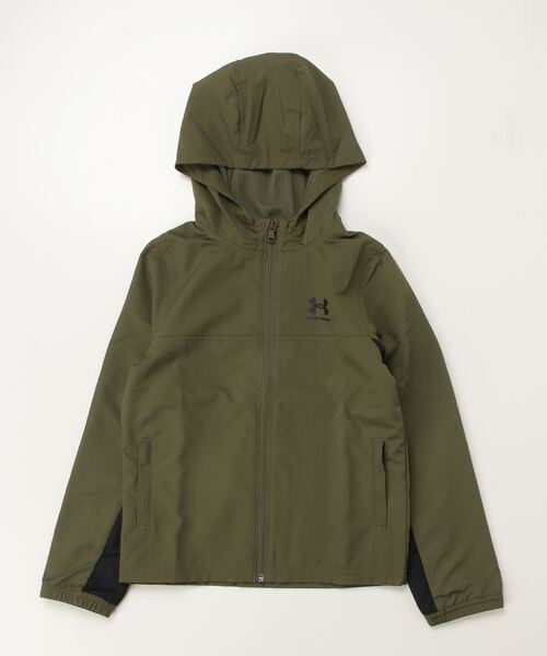 UNDER ARMOUR(アンダーアーマー)の「アンダーアーマー UAライバル ウーブン ジャケット(ナイロンジャケット・キッズ・アーミー/ライトグレー・130cm/140cm/150cm/160cm)」の2枚目の写真